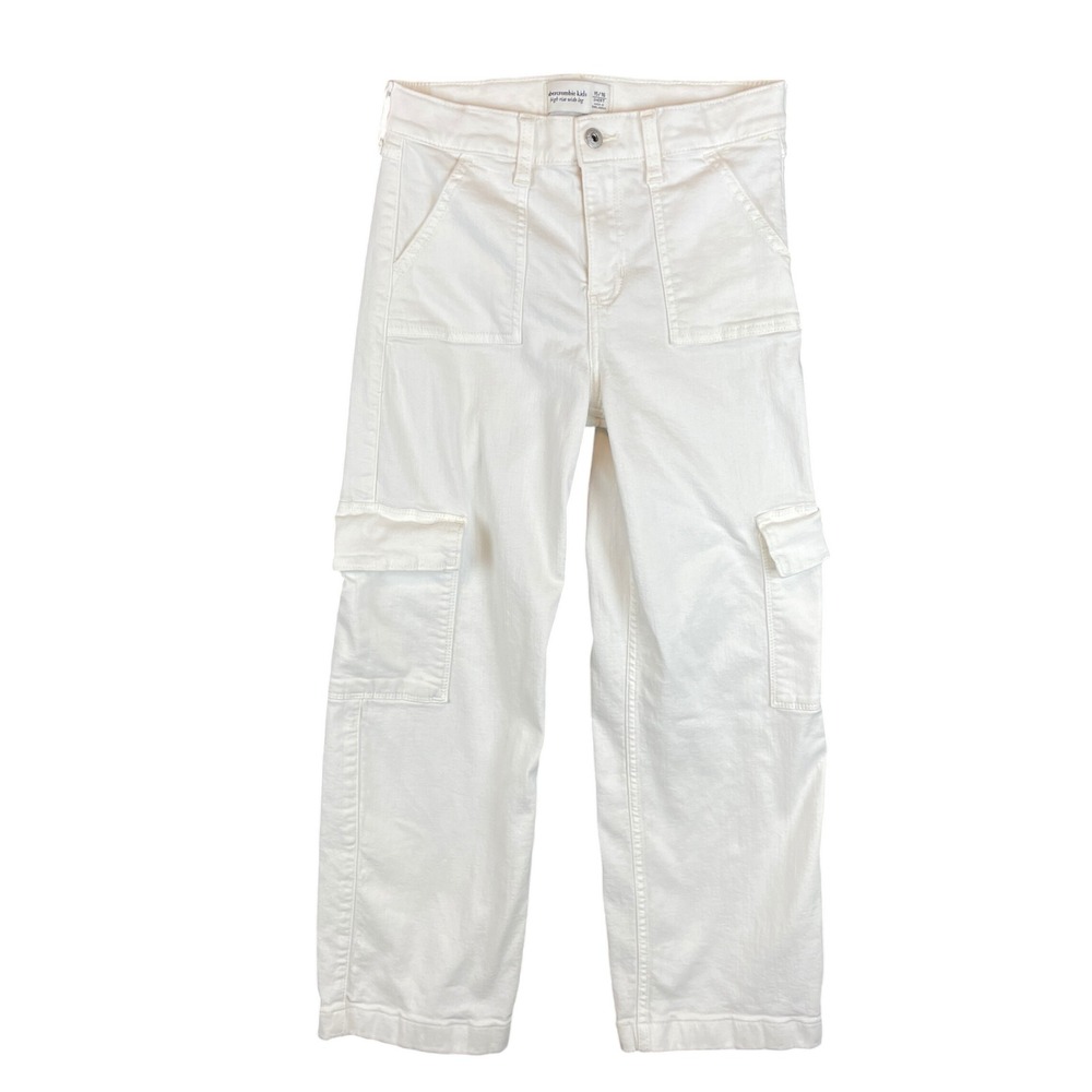 Abercrombie Kids Girls White‎ High Rise Wide Leg Cargo Pants Size 15/16 Short